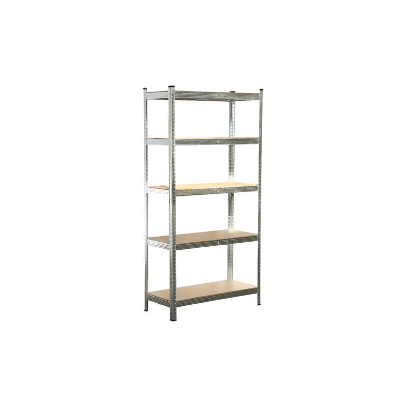 Стеллаж металлический BOOMHOUSE (БУМХАУС) безболтовой, в1800*ш900*г400мм, 5 полок МДФ, серебристый, 291412 главное фото