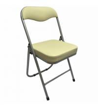 Стул складной для дома и офиса РС04К комфорт, серебристый каркас, кожзам бежевый